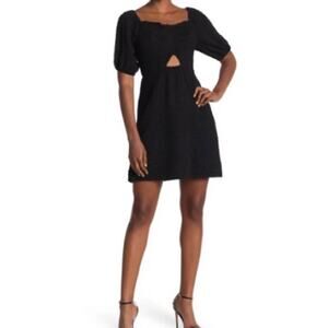 19 Cooper Black Puff Sleeve Keyhole Cut Out Dress Small Nordstrom Small